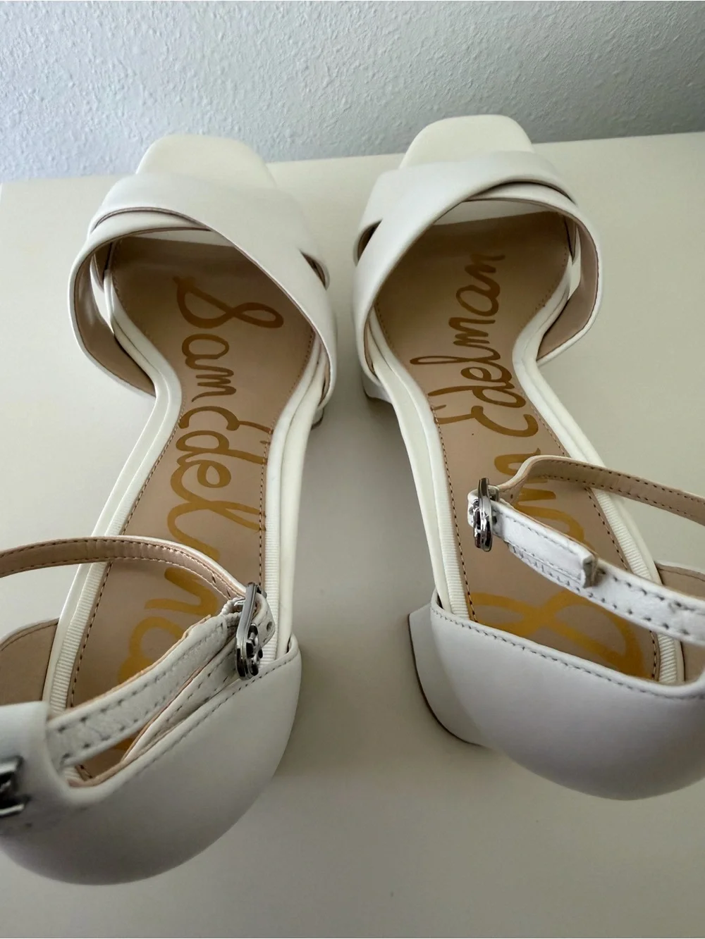Sam Edelman White Platform Ankle-Strap Sandals